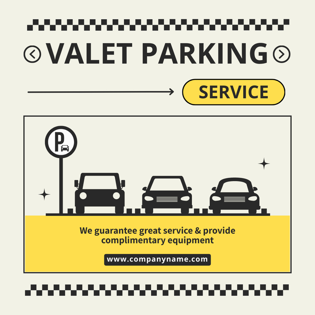 Valet Parking Services Offer with Cars Instagram tervezősablon