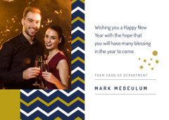 New Year Greeting with Cheerful Man With Champagne