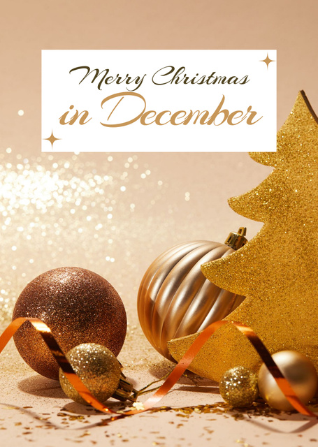 Plantilla de diseño de Christmas Cheers with Golden Decor for Christmas Tree Postcard A6 Vertical 