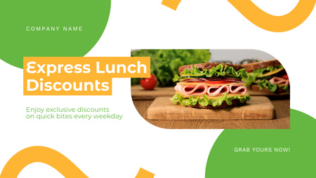 Express Lunch Discounts Ad at Fast Casual Restaurant Title 1680x945px Design Template