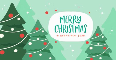 Merry Christmas and Happy New Year Greeting Card Facebook AD Design Template