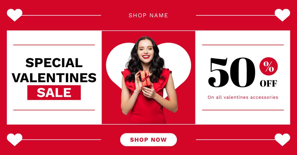 Valentine's Day Sale of Romantic Surprises Facebook AD Πρότυπο σχεδίασης
