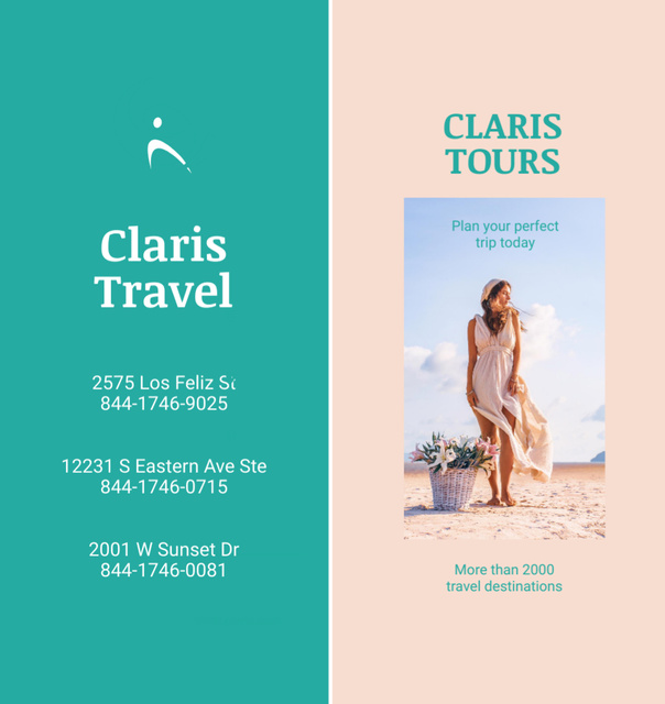 Summer Travel Tours Booklet Brochure Din Large Bi-foldデザインテンプレート