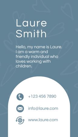 Babysitting Services Ad on Blue Business Card US Vertical Design Template