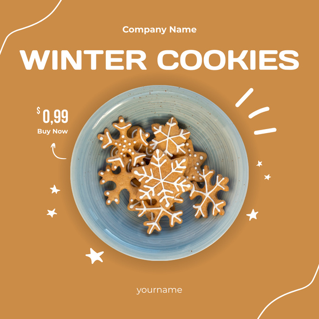 Plantilla de diseño de Bakery Advertising with Gingerbread Snowflakes Instagram 