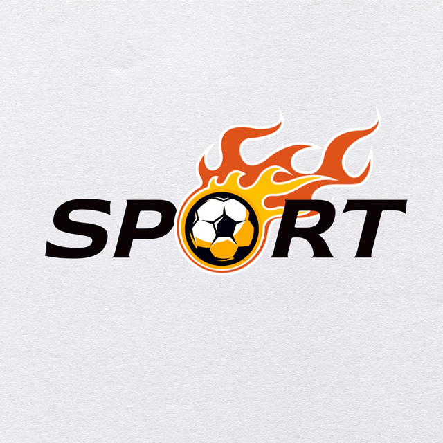 Emblem of Soccer Club with Fireball Logo 1080x1080px Design Template