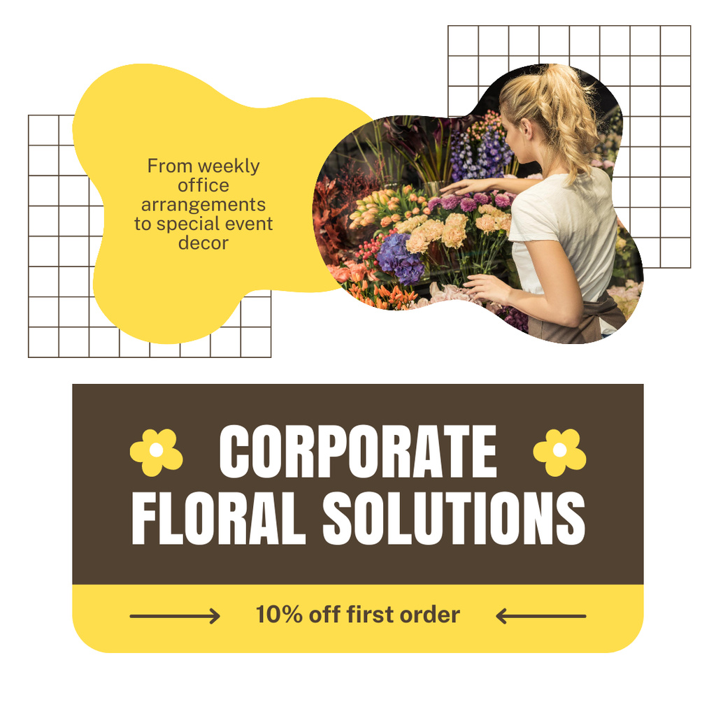 Corporate Floral Solutions for Office and Event Decoration Instagram Šablona návrhu