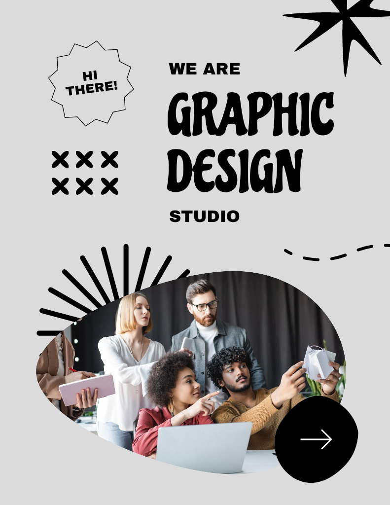 Team of Graphic Design Studio Flyer 8.5x11in Tasarım Şablonu