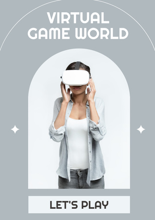 Woman in Virtual Reality Glasses Poster tervezősablon