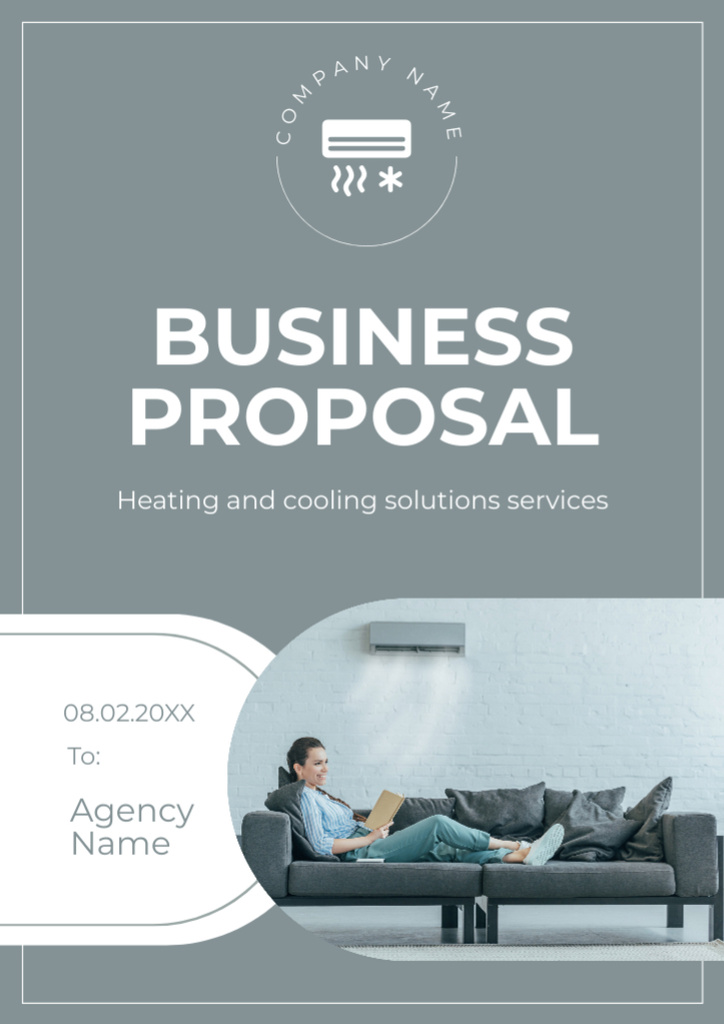 Heating and Cooling Solutions for Home Grey Proposal Šablona návrhu