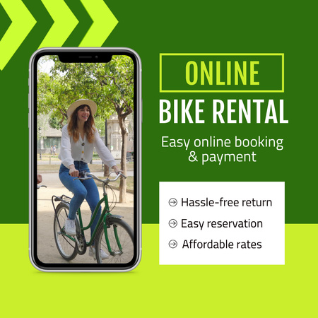 Platilla de diseño Affordable Bike Rental With Booking Service Animated Post