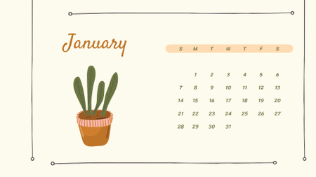 Illustration of Cute Flowerpot Calendar Design Template