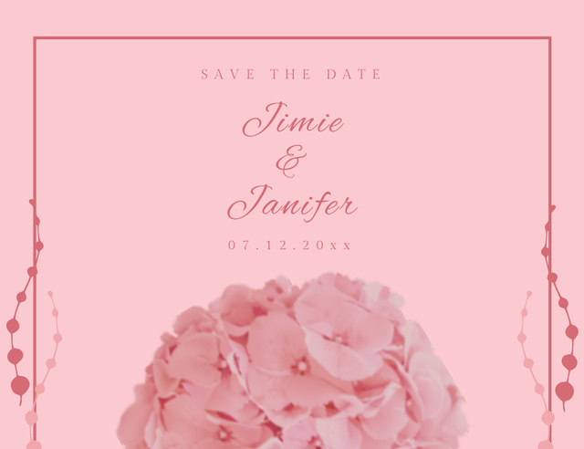 Sweet Pink Wedding Announcement Thank You Card 5.5x4in Horizontal Modelo de Design