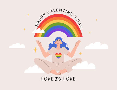 Valentin-napi üdvözlet a Pride közösségnek Thank You Card 5.5x4in Horizontal tervezősablon