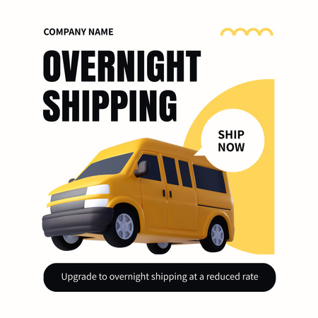 Ontwerpsjabloon van Instagram AD van Nachtelijke verzending met bestelwagens