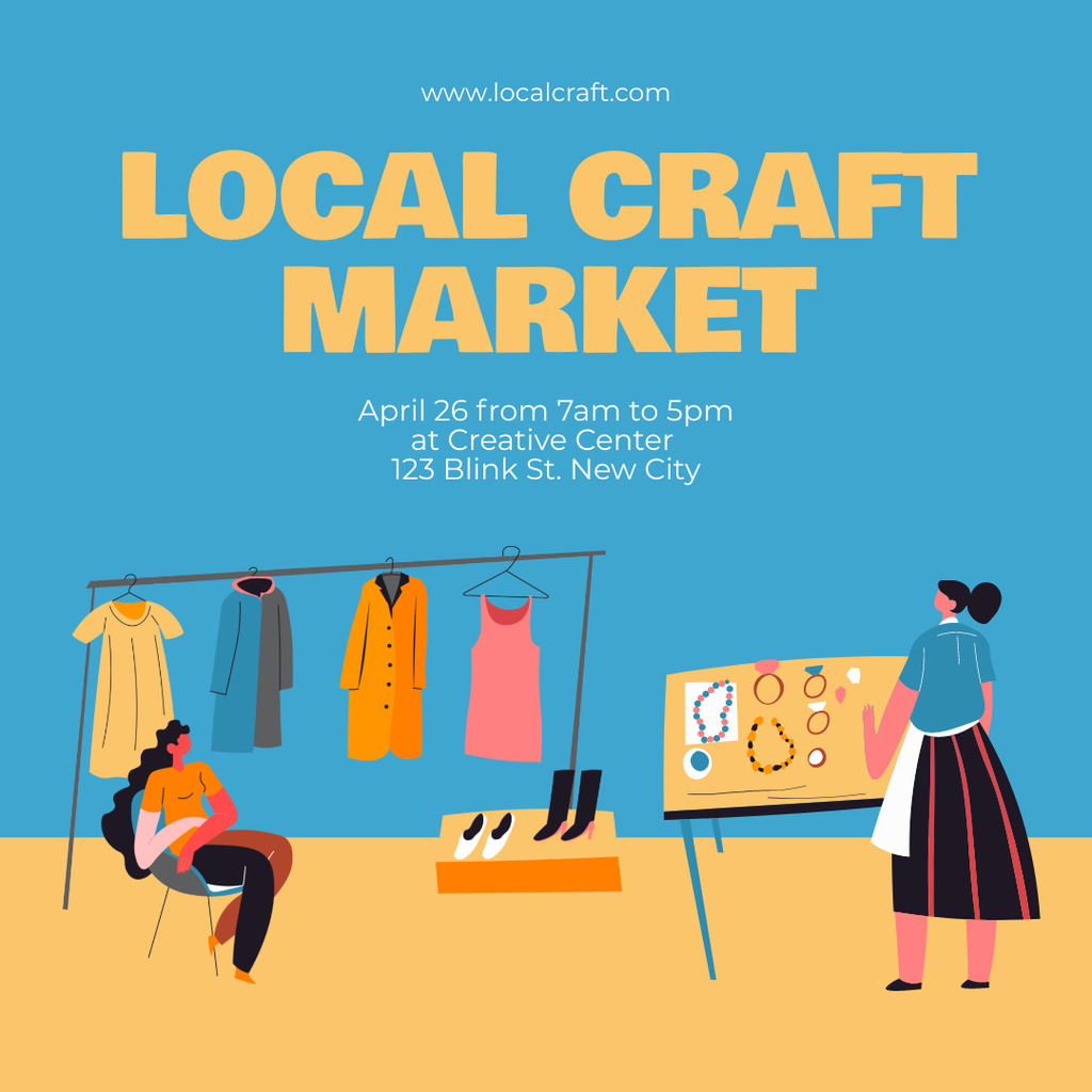 Local Craft Market With Clothes And Jewelry Instagram tervezősablon