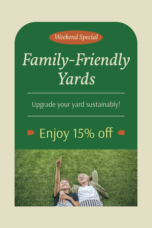 Elite Family-Friendly Yard Care Offer With Discount Pinterest Design Template
