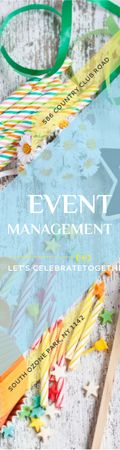 Event Management Studio Ad Bows and Ribbons Skyscraper Design Template