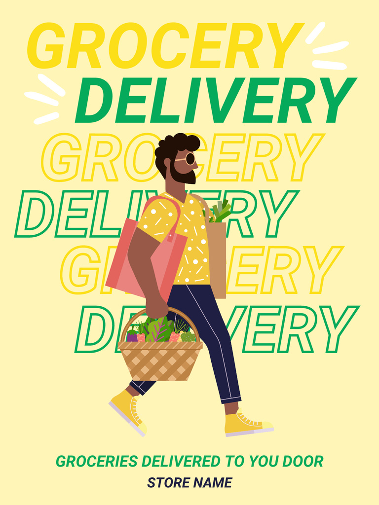 Grocery Store Delivery Services Poster USデザインテンプレート