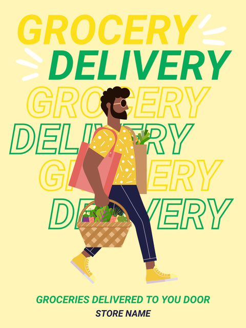 Grocery Store Delivery Services Poster US Tasarım Şablonu