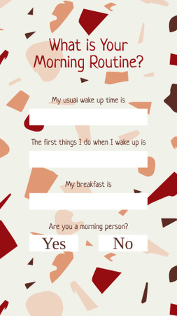 Formulář o ranní rutině Instagram Story Šablona návrhu