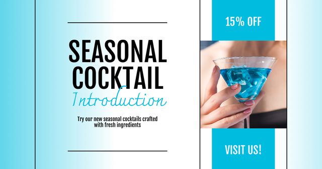 Seasonal Cocktails and Drinks Offer Facebook ADデザインテンプレート