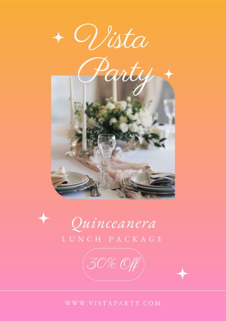 Special Offer For Quinceañera Party In Restaurant Flyer A5 Design Template