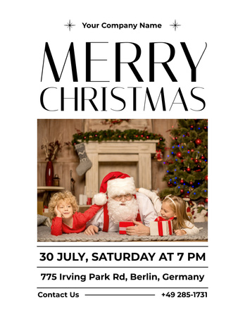 Family X-mas Party In July with Santa Flyer 8.5x11in Design Template