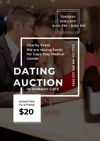 Smiling Woman at Dating Auction Flayer Design Template