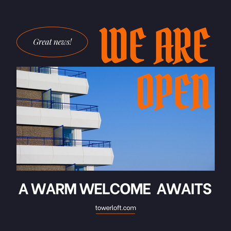 Designvorlage Hotel Opening Announcement für Instagram