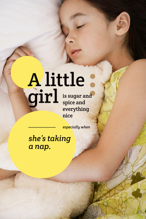 Plantilla de diseño de linda niña durmiendo Pinterest 