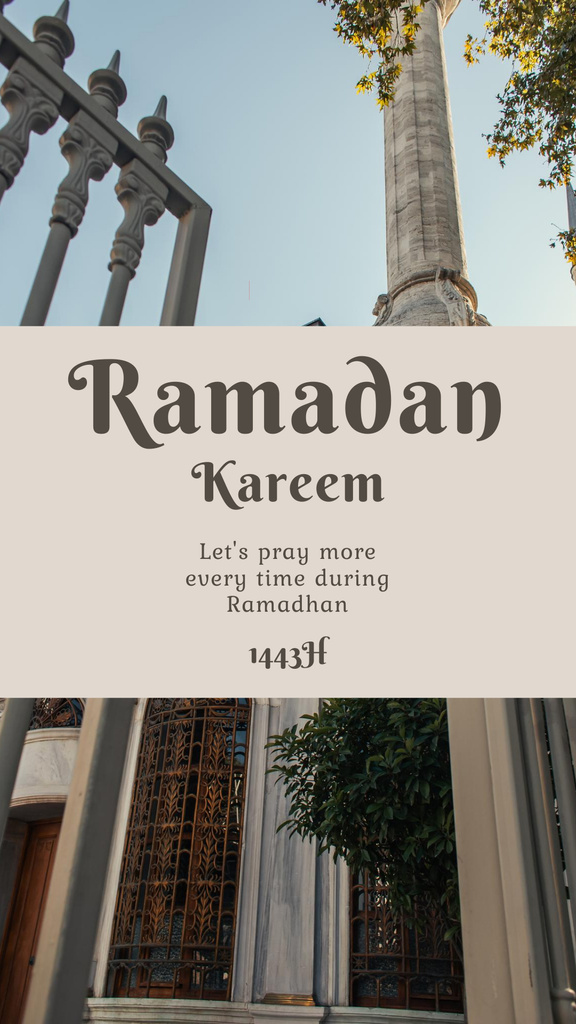 Greeting on Ramadan Holy Month With Mosque View Instagram Story Šablona návrhu