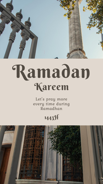 Greeting on Ramadan Holy Month With Mosque View Instagram Story Modelo de Design