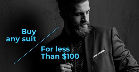 Fashion Ad with Confident Man in Stylish Suit Facebook AD Design Template