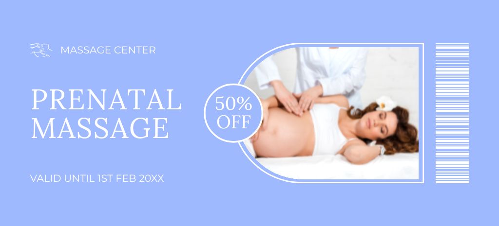 Prenatal Massage Discount Offer Coupon 3.75x8.25in Tasarım Şablonu