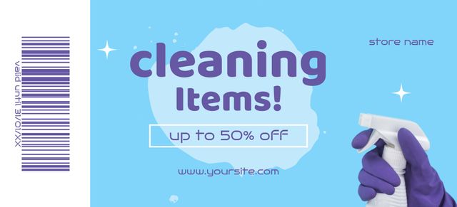 Cleaning Goods Sale Blue and Purple Coupon 3.75x8.25in – шаблон для дизайну