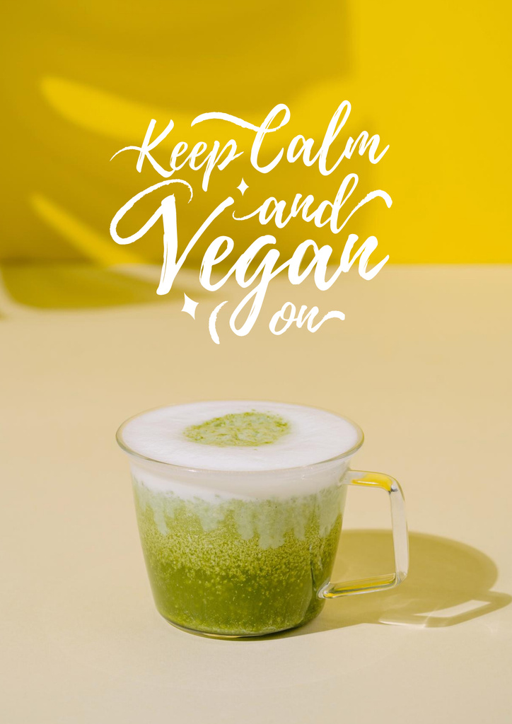 Vegan Lifestyle concept with Green Smoothie Posterデザインテンプレート