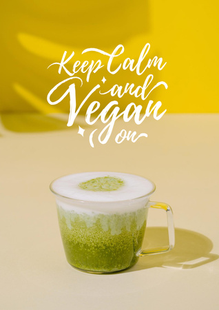 Vegan Lifestyle concept with Green Smoothie Poster Design Template