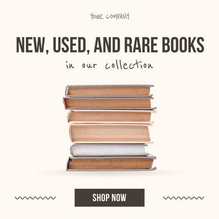 Új és használt könyvek gyűjteménye Instagram tervezősablon