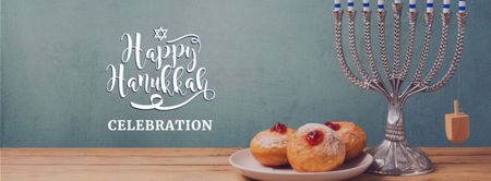 Hanukkah Celebration with Menorah on Table Facebook cover Design Template