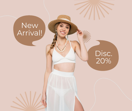 Woman in White Outfit and Straw Hat Facebook Design Template