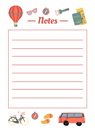 Travel and Destinations Wishlist Notepad 4x5.5in Design Template