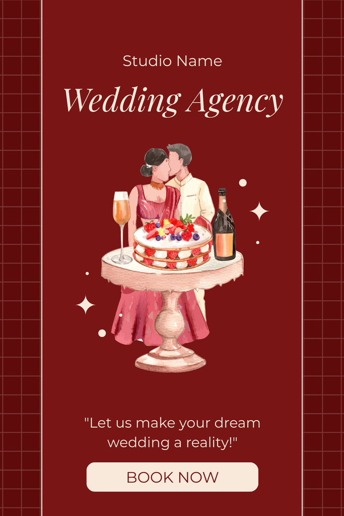 Event Agency Ad with Wedding Couple Pinterest Design Template
