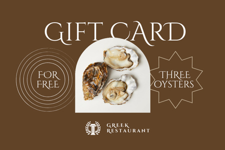 Oysters Offer in Greek Restaurant Gift Certificate Design Template