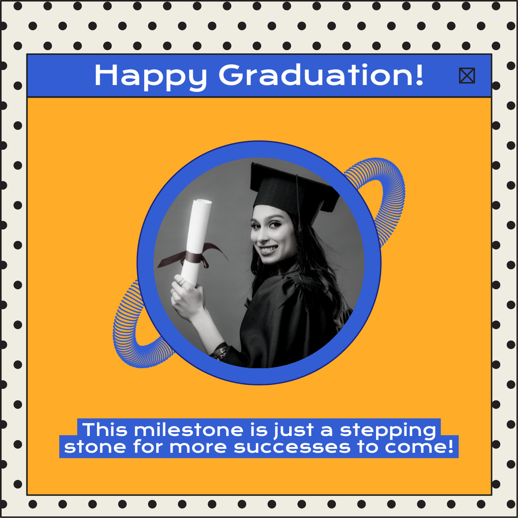 Modèle de visuel Wishes for Female Graduate with Diploma - LinkedIn post