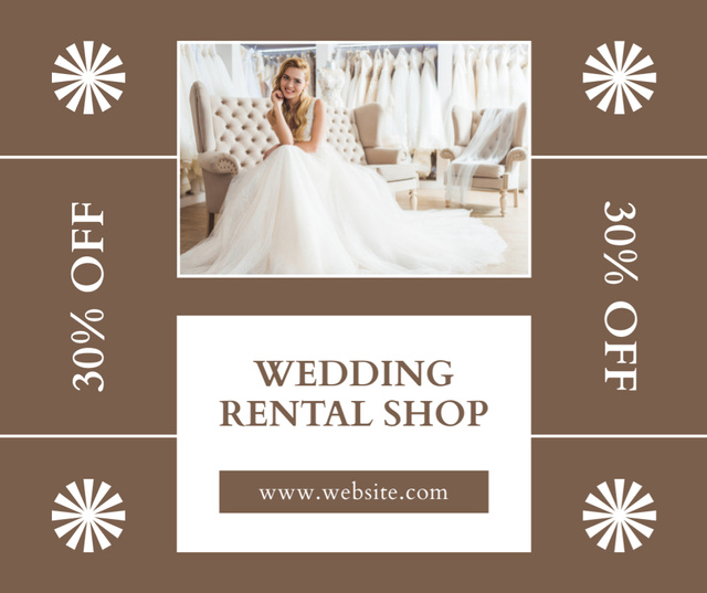 Designvorlage Wedding Gowns Rental Offer für Facebook