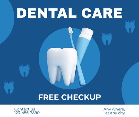 Dental Care Services with Tooth and Toothbrush Facebook Design Template