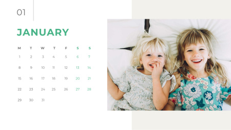 Cute Happy Children Calendar Design Template