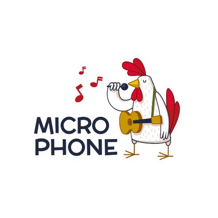 Music Shop Ad with singing Rooster Logo Šablona návrhu