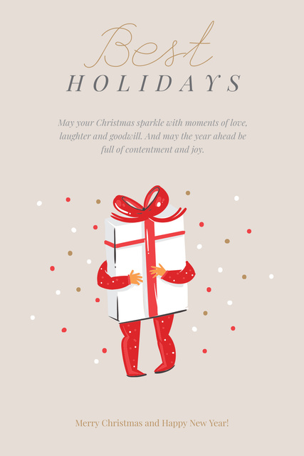 Modèle de visuel Winter Holidays Greeting with Christmas Gift - Pinterest